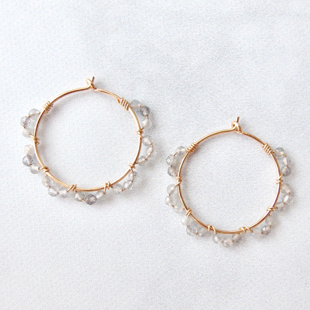 Small Labradorite Lace Hoops